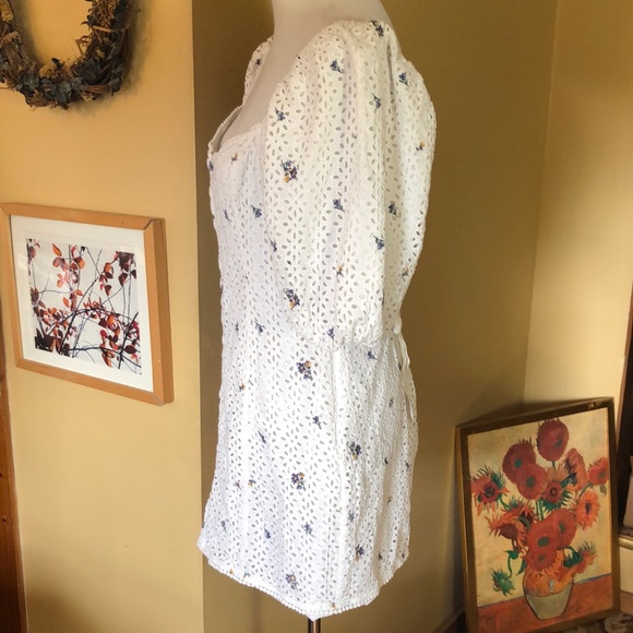 SAYLOR Revolve Size XL DINA Dress White Cotton Eyelet Balloon Sleeve Floral $288 - Picture 4 of 16
